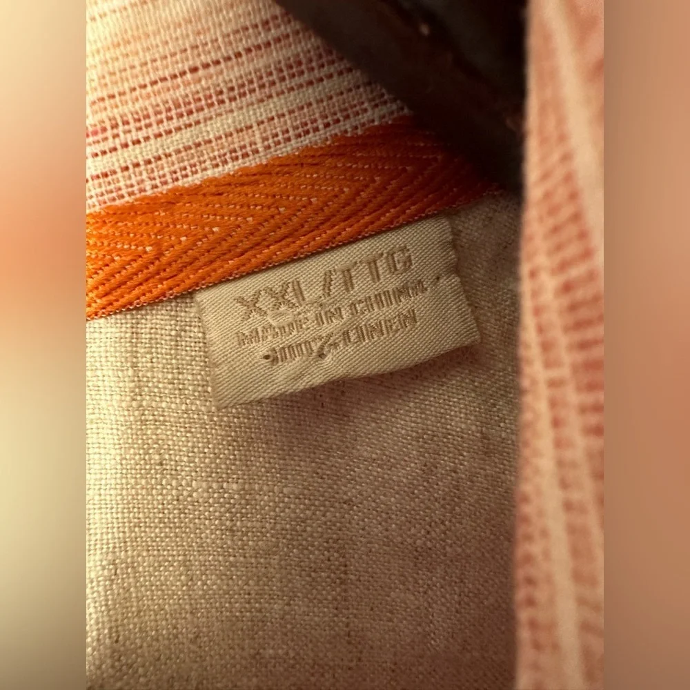 TOMMY BAHAMA Men’s XXL Long Sleeve 100% Linen Pink Gradient Pinstripe PRISTINE - Picture 3 of 14